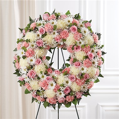 Serene Blessings&trade; Pink & White Standing Wreath
